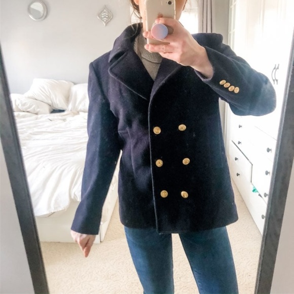 Vintage 100% wool navy peacoat a5* - Picture 4 of 8